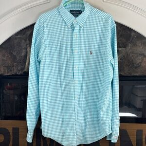 Ralph Lauren Men's Aqua Gingham Shirt size XL Classic Fit